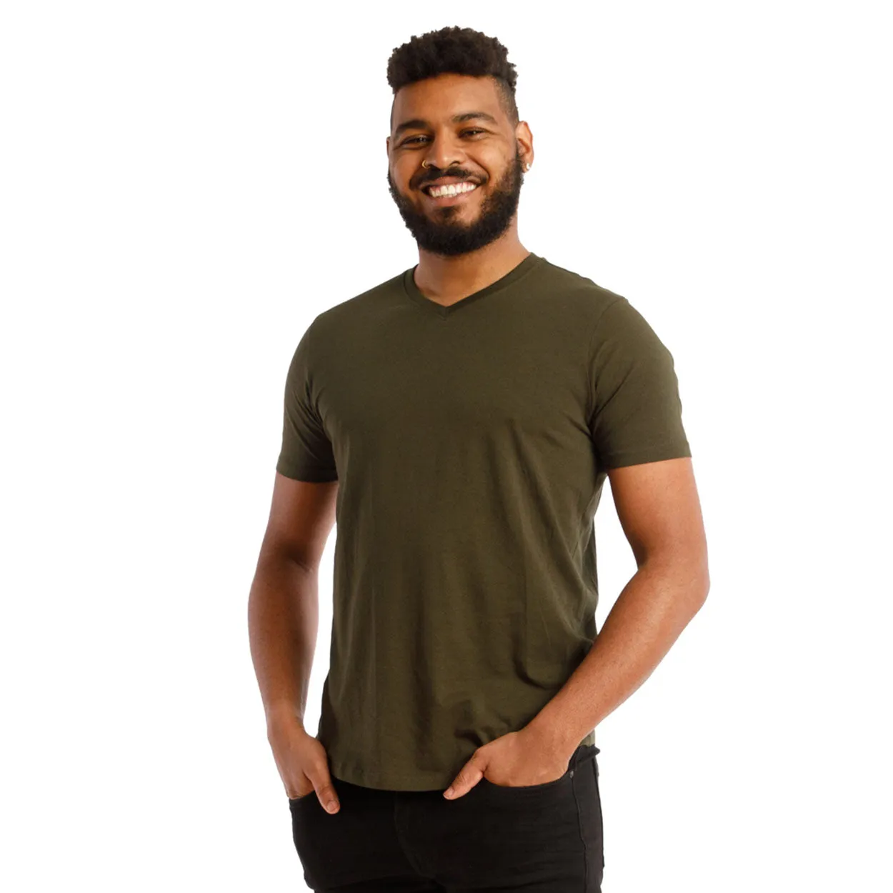 Organic V-Neck T-Shirt 6 Pack / Olive