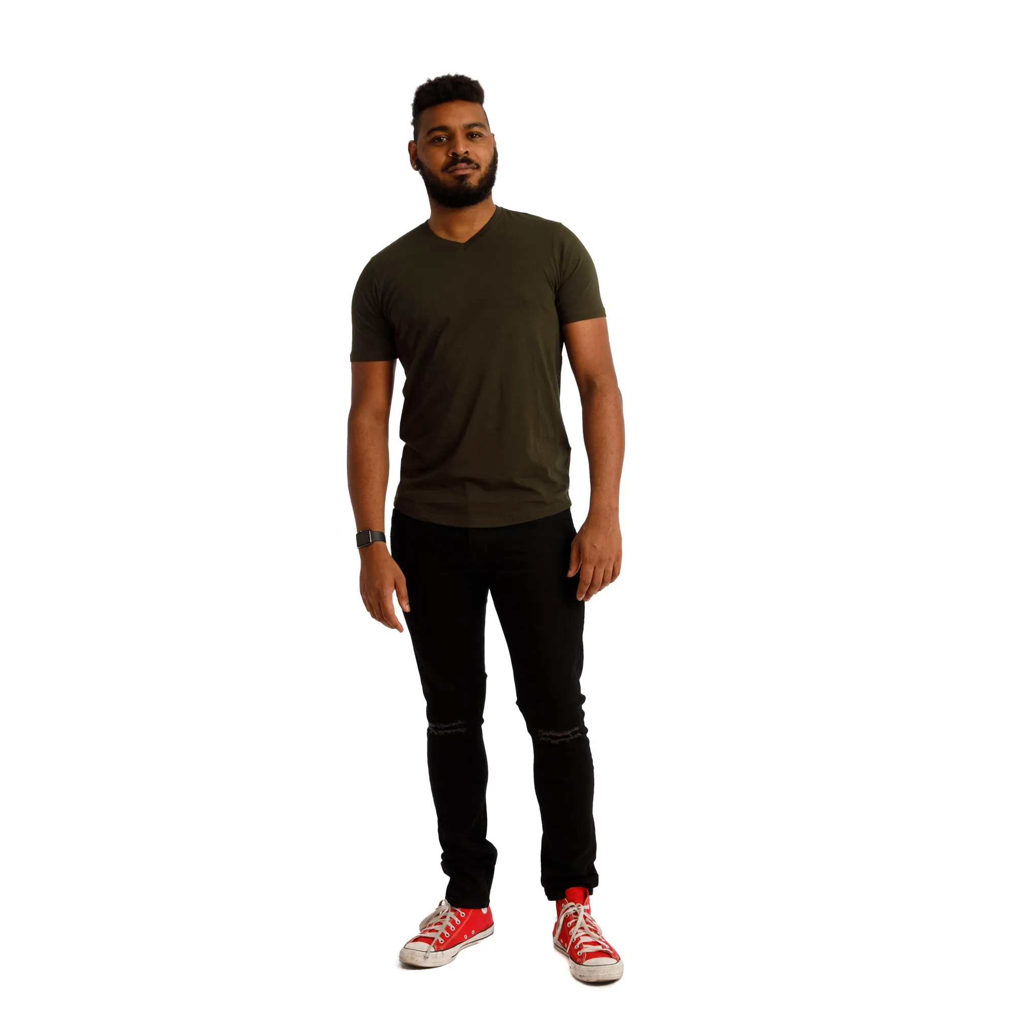 Organic V-Neck T-Shirt 6 Pack / Olive