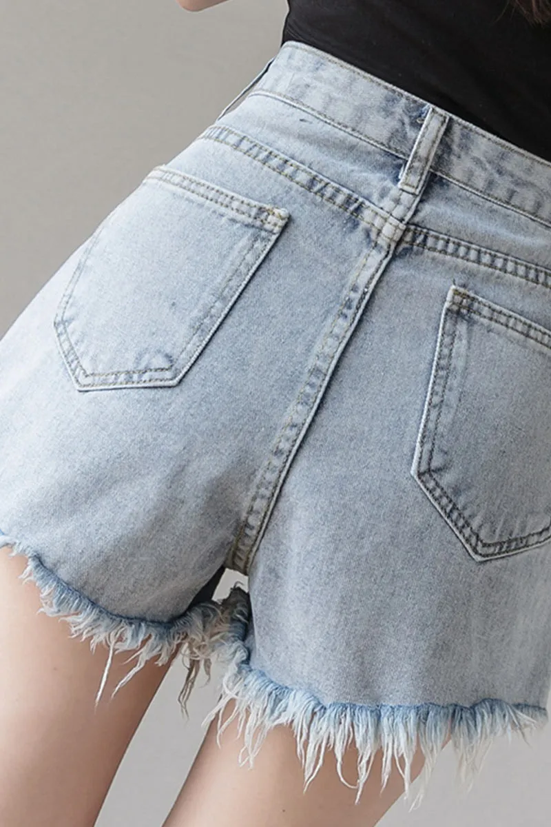 PD136 Rhinestones Denim Shorts