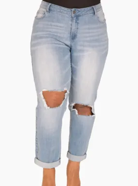 Poetic Justice Curvy Fit Light Wash Boyfriend Jeans