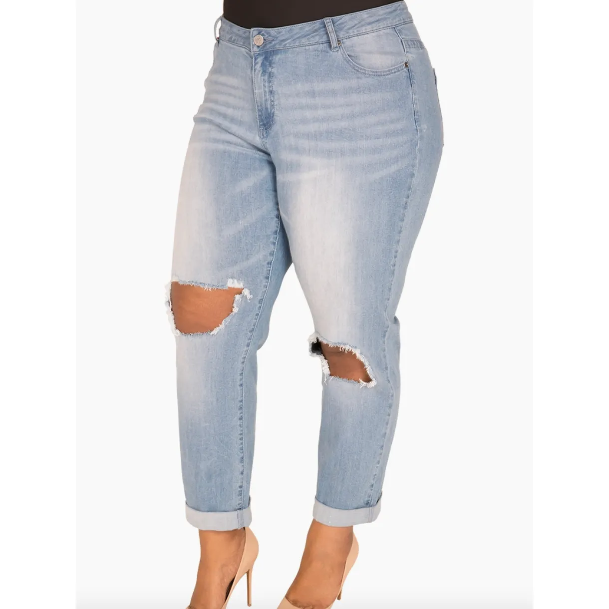 Poetic Justice Curvy Fit Light Wash Boyfriend Jeans