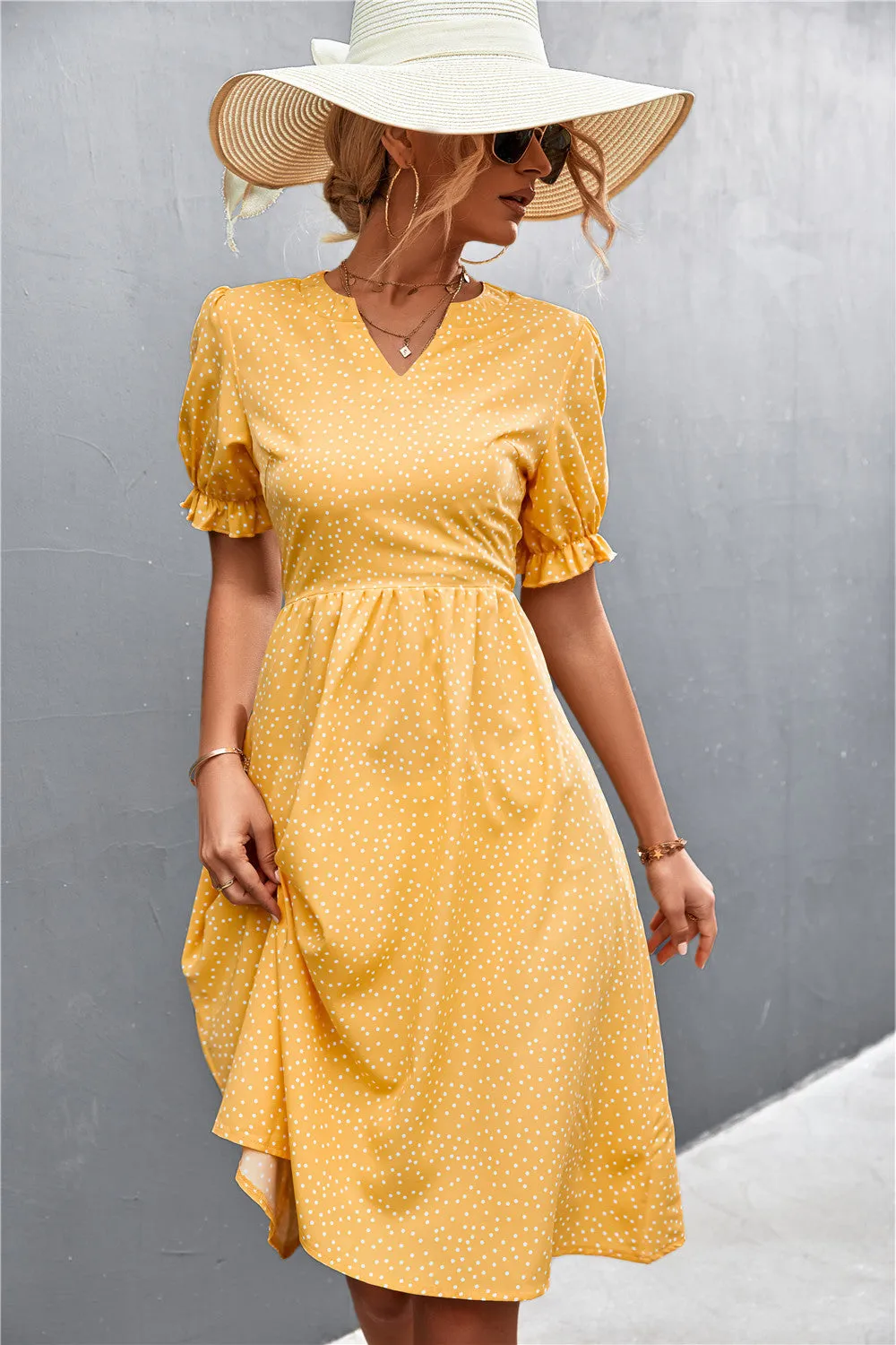 Polka Dot Puff Sleeve Dress