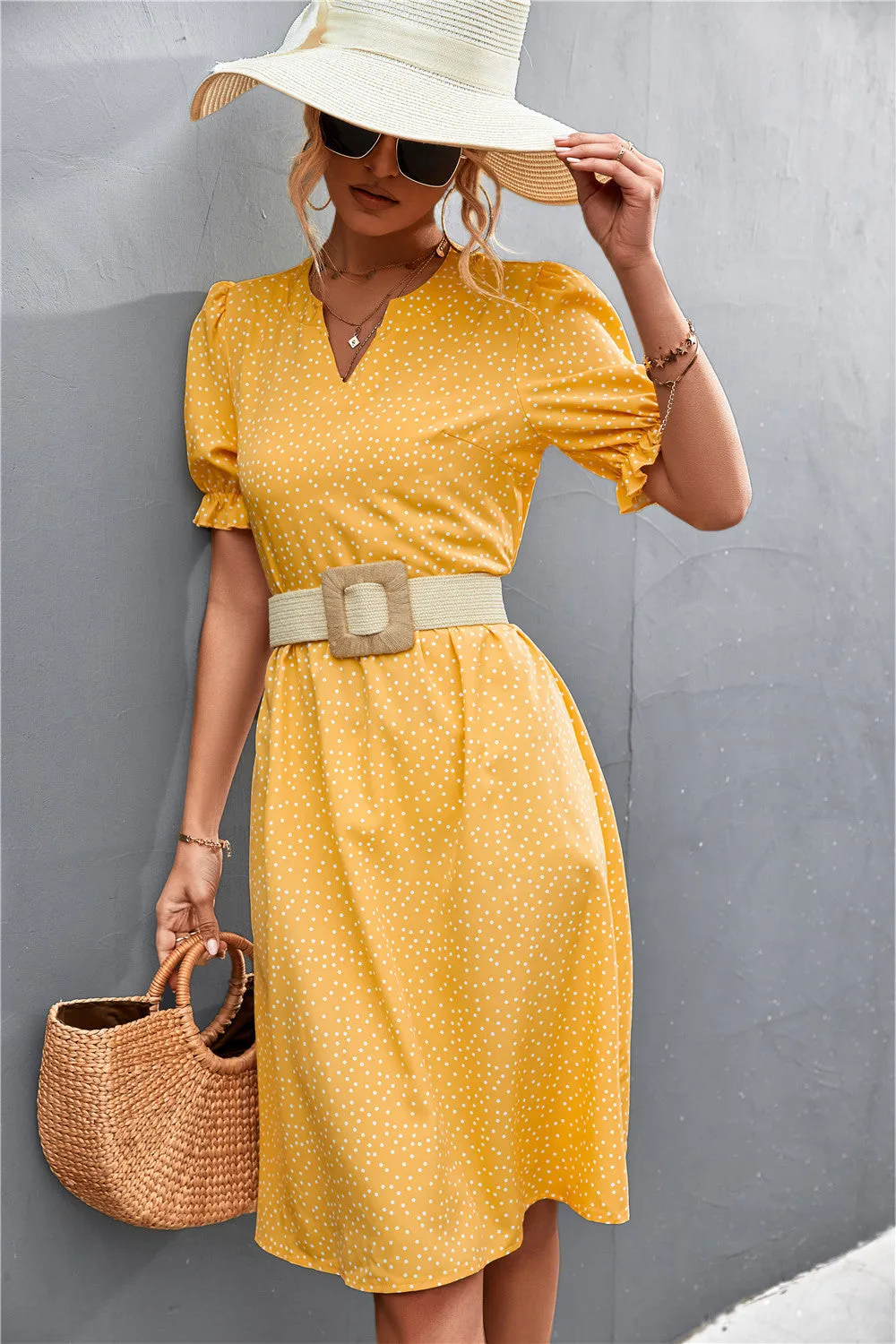 Polka Dot Puff Sleeve Dress