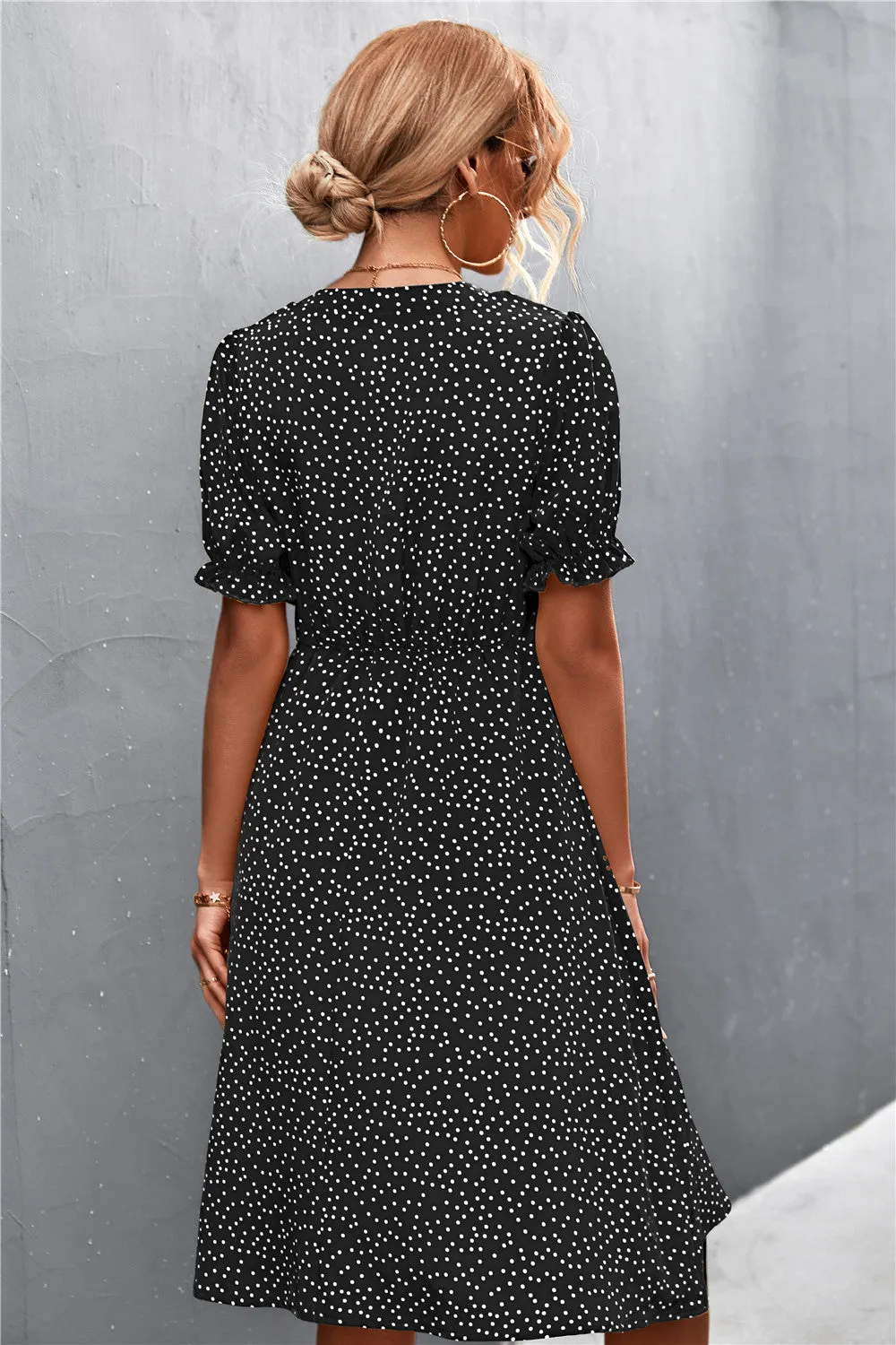 Polka Dot Puff Sleeve Dress