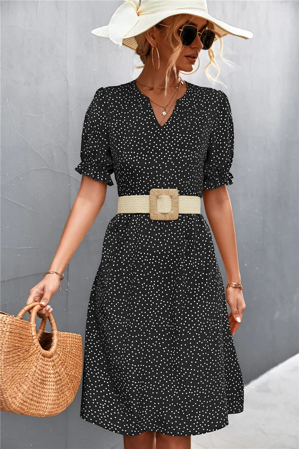 Polka Dot Puff Sleeve Dress