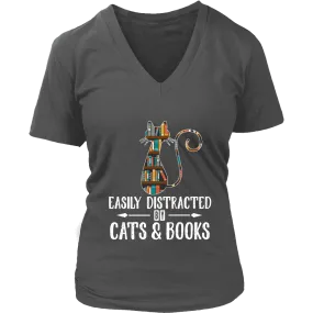 "Cats and books" V-neck Tshirt