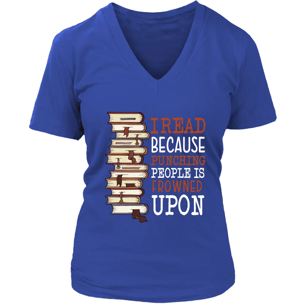 "I Read" V-neck Tshirt