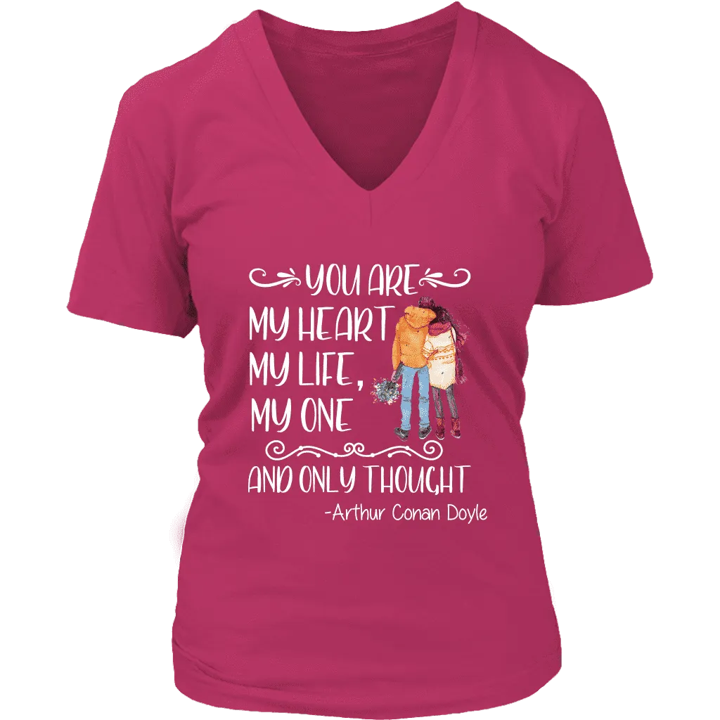 "My heart my life" V-neck Tshirt