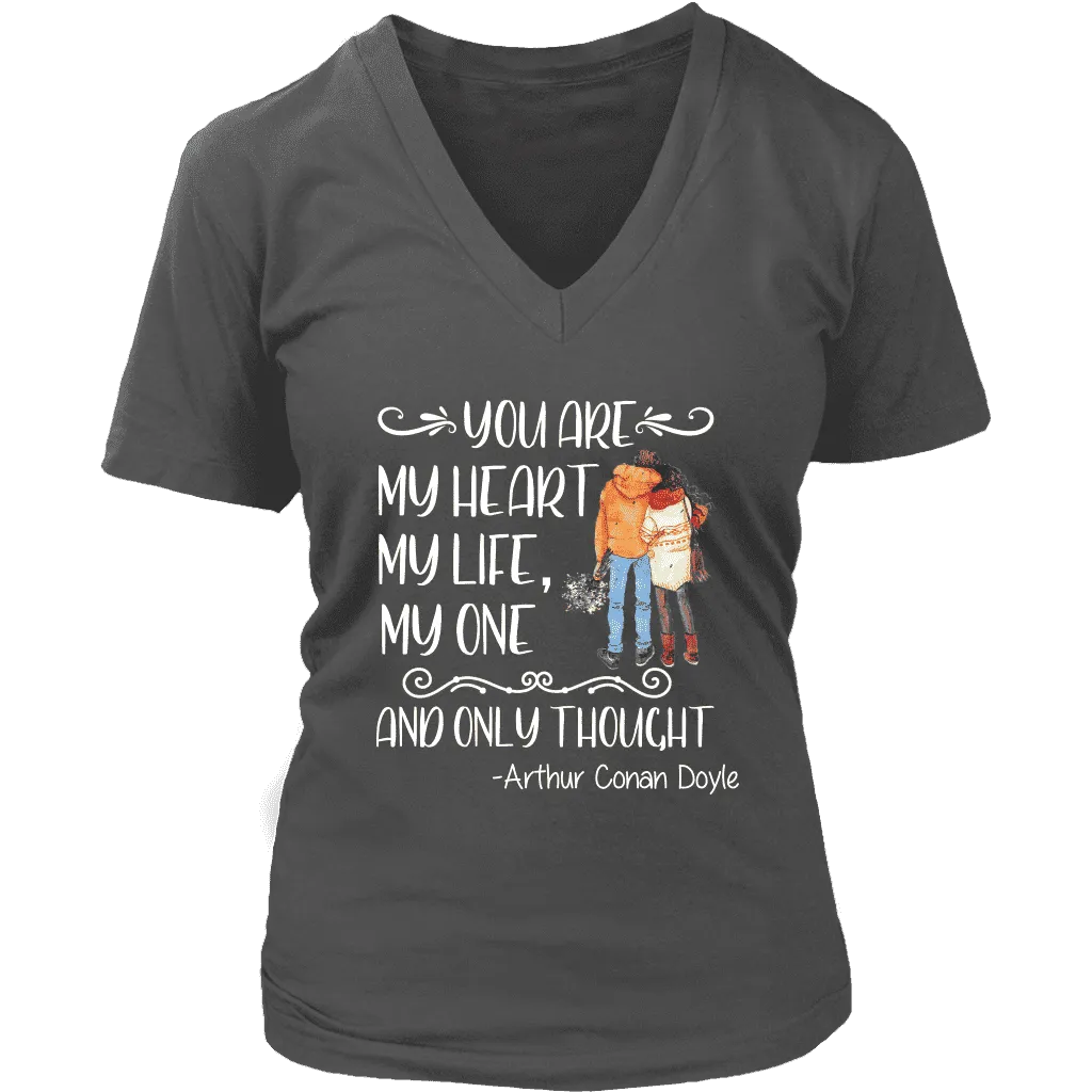 "My heart my life" V-neck Tshirt