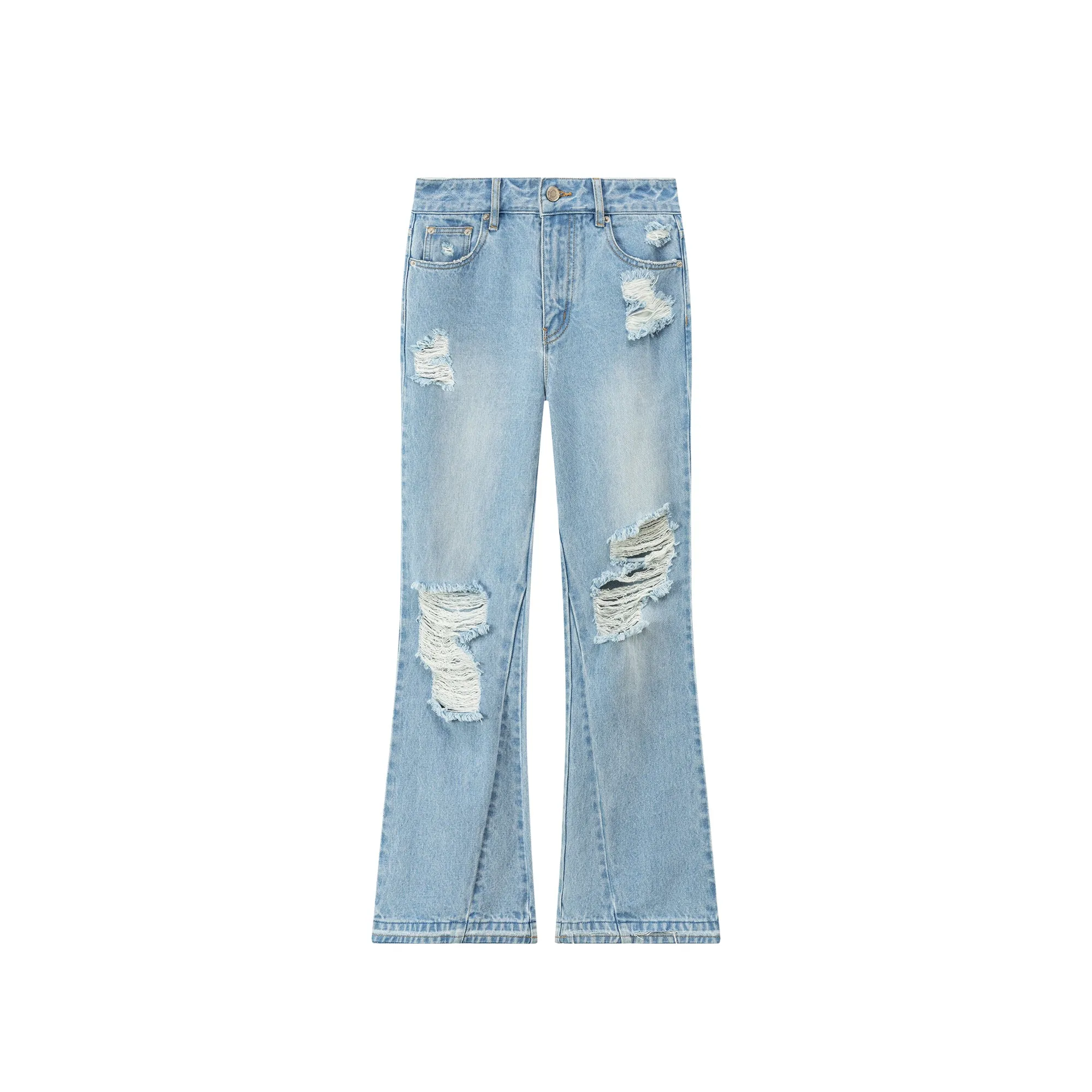 Ripped Damage Ankle Bootcut Jeans