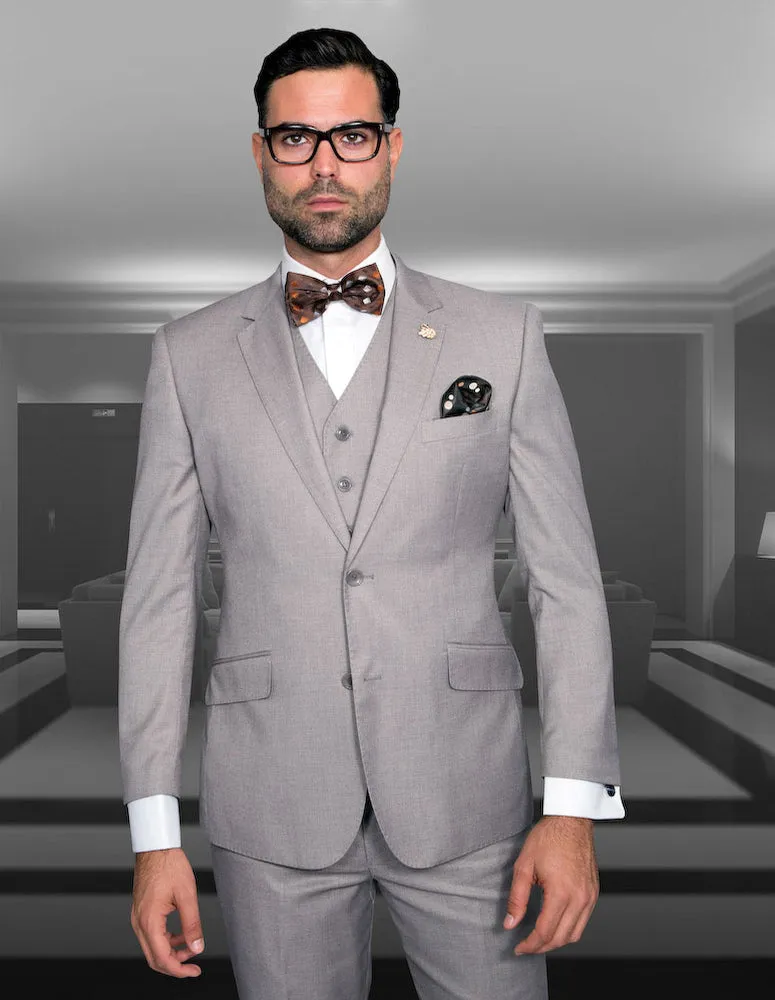 Statement Men's Wool Sliver Gray Tailored Fit Vested