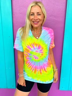 Sunshine Blast V-Neck Tie-Dye Tee - Blank