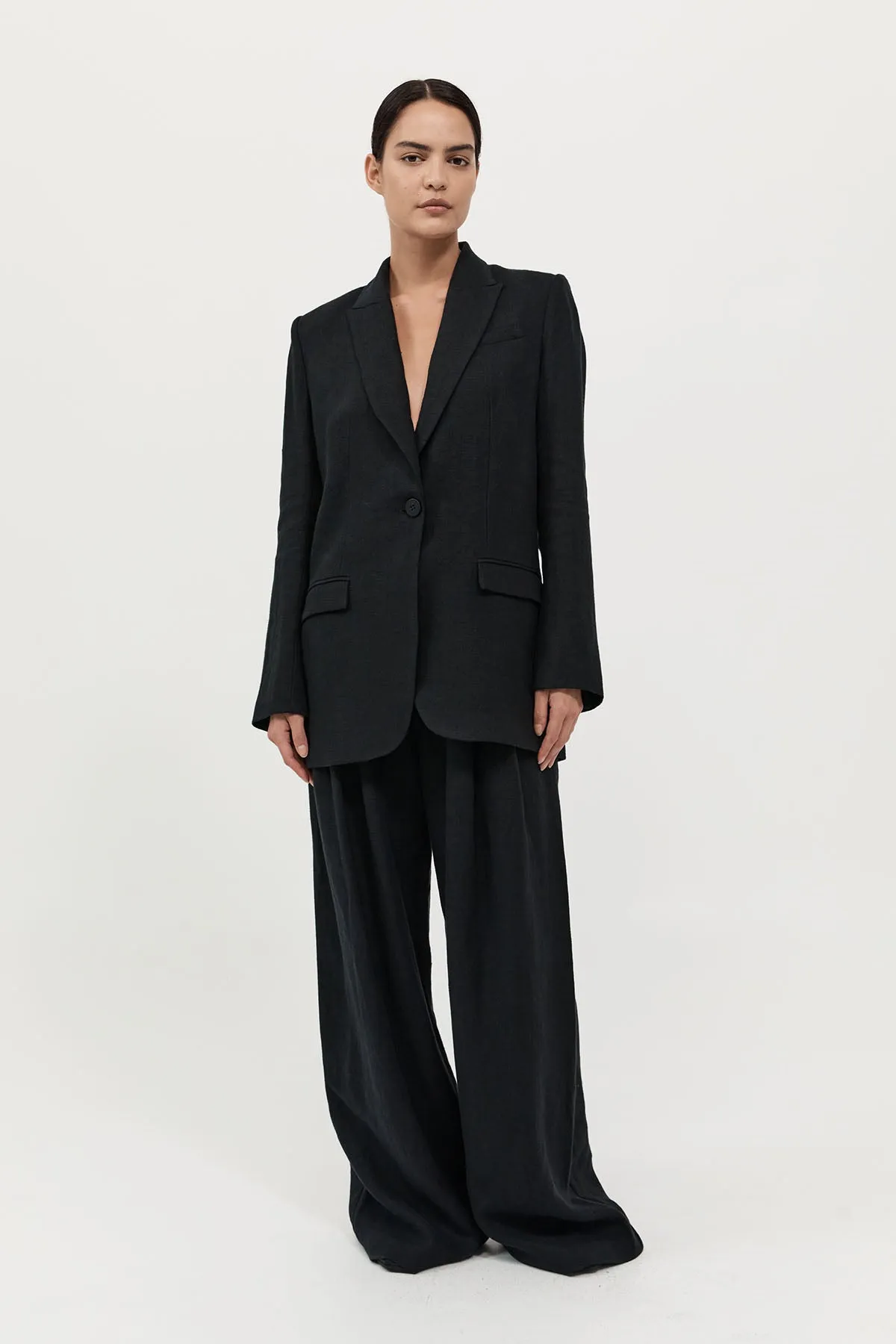 Tailored Linen Pants - Black