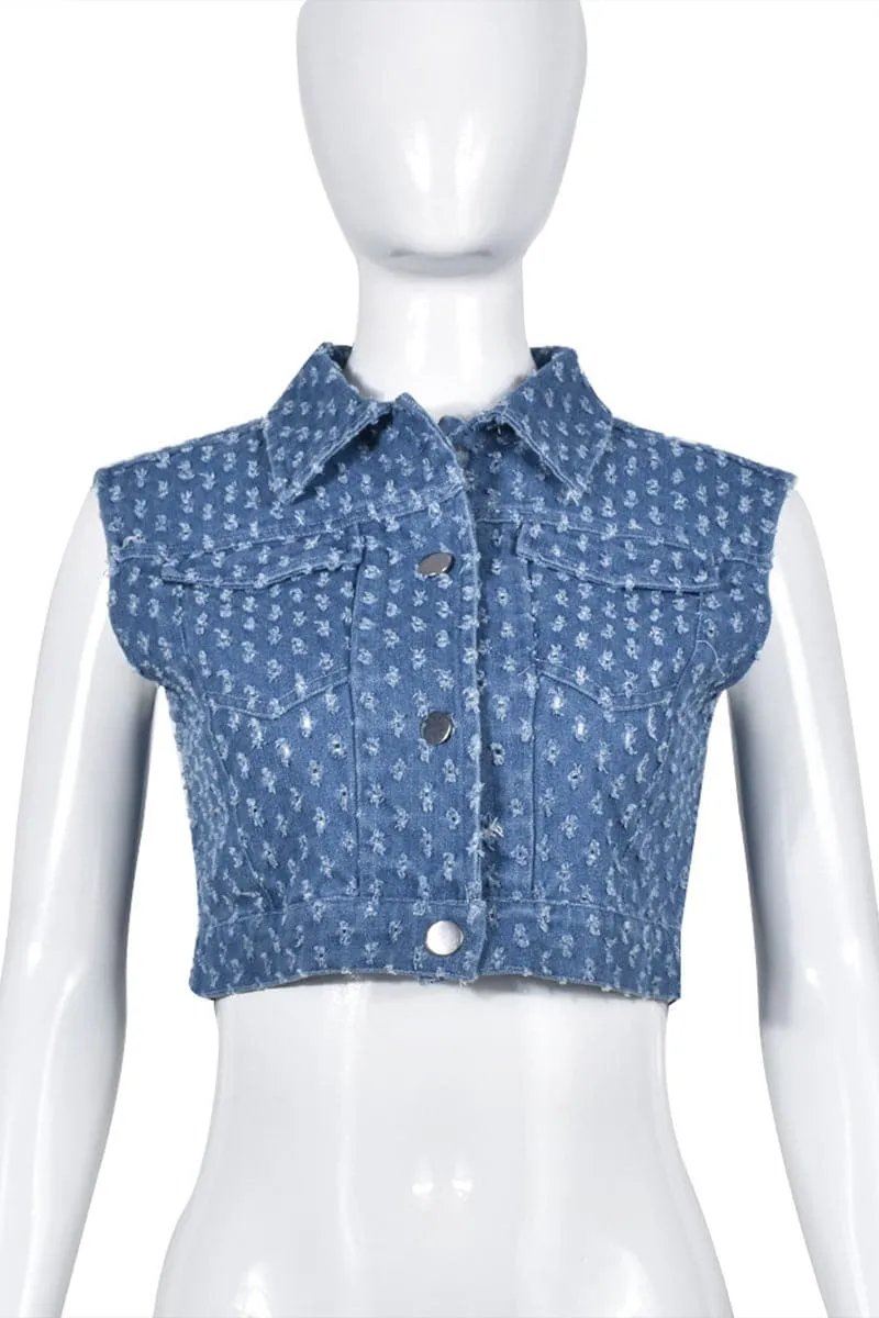 TC165 Button Down Denim Vest