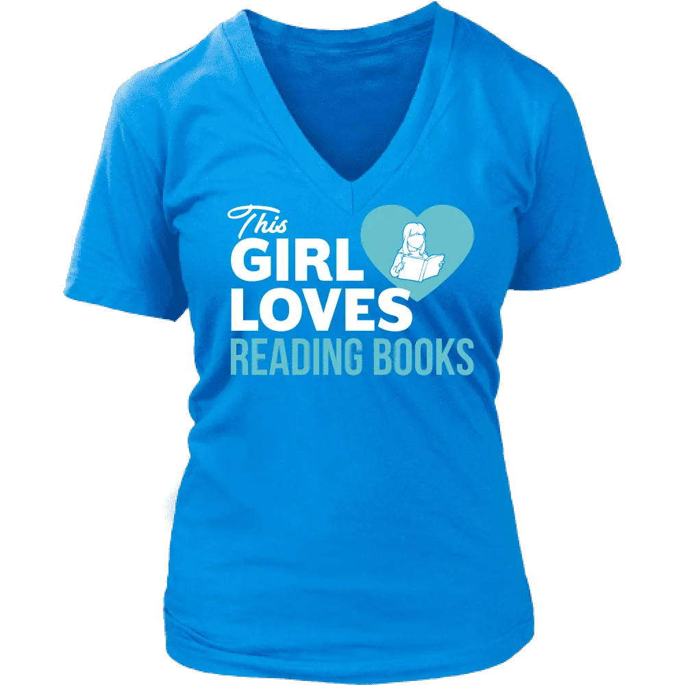 This girls loves reading - V-neck