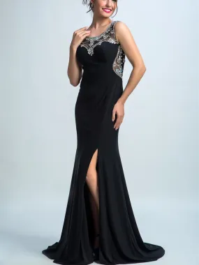 Trumpet/Mermaid Scoop-Neck Sweep Train Chiffon Evening Dresses 2898