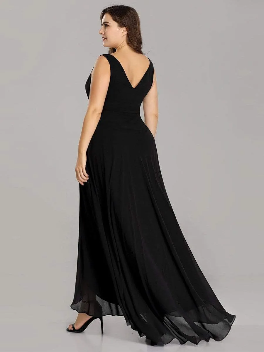 V-Neck High-Low Chiffon Evening Party Dress