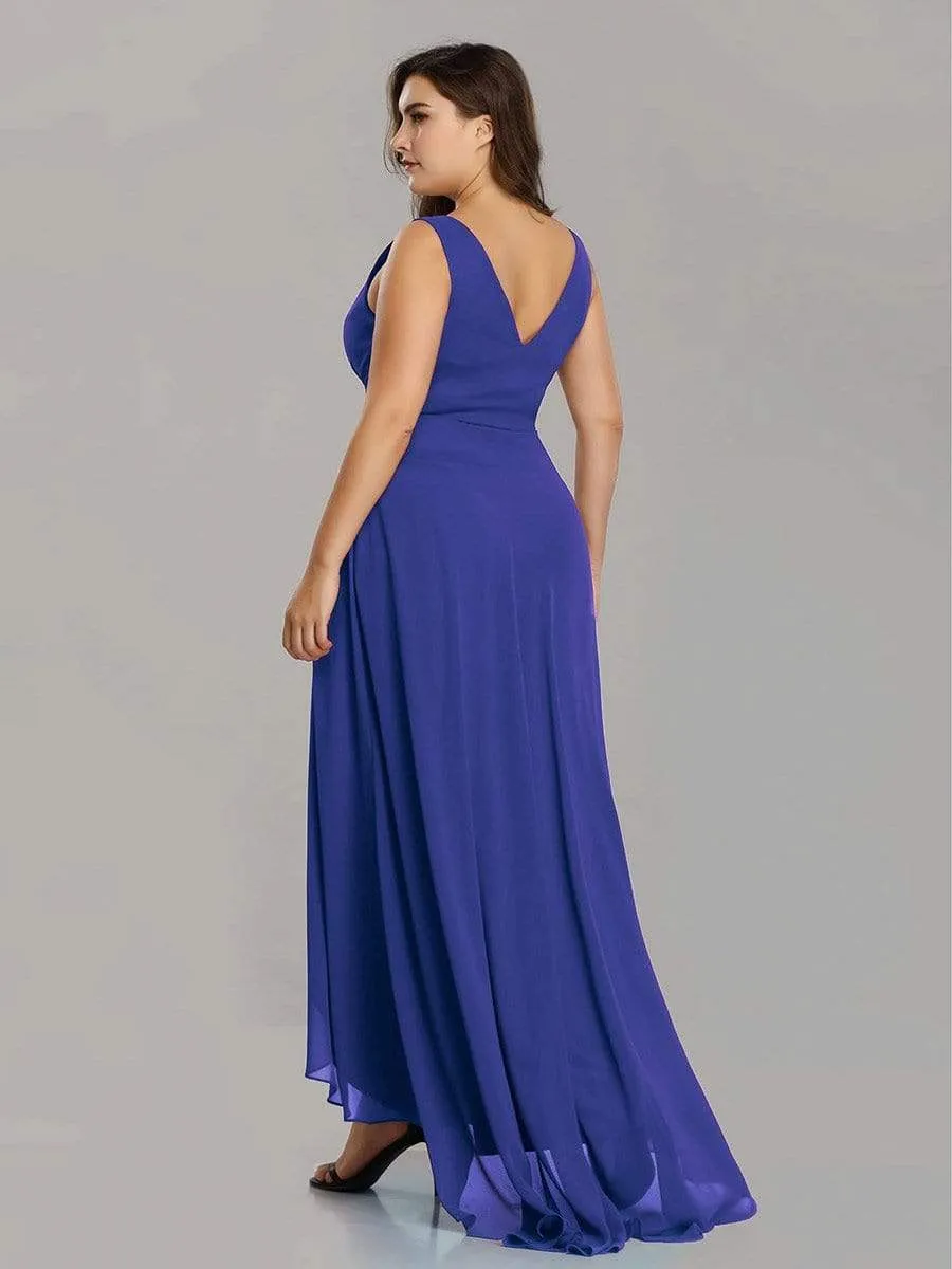 V-Neck High-Low Chiffon Evening Party Dress