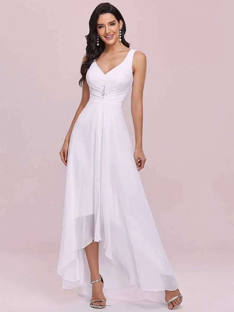 V-Neck High-Low Chiffon Evening Party Dress