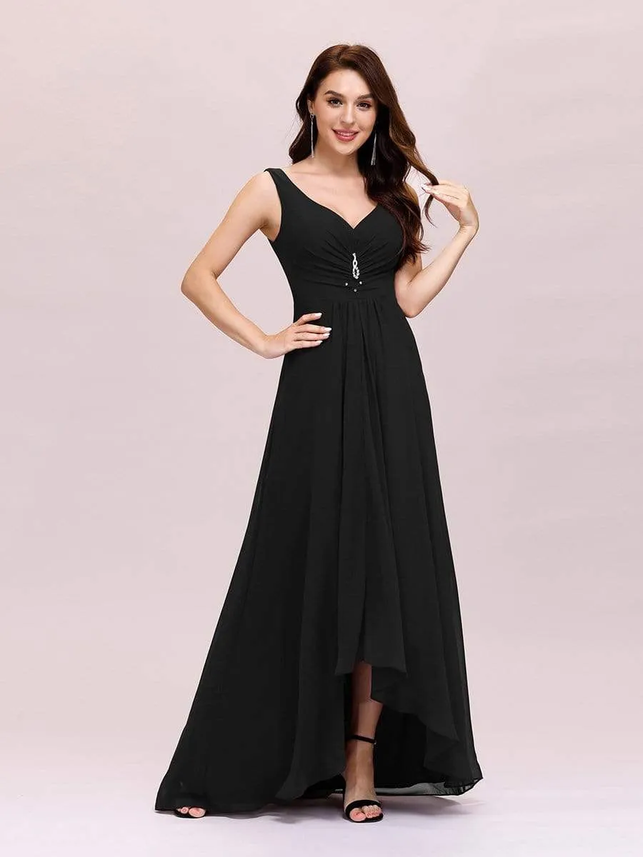 V-Neck High-Low Chiffon Evening Party Dress