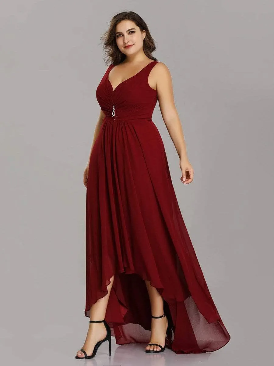 V-Neck High-Low Chiffon Evening Party Dress