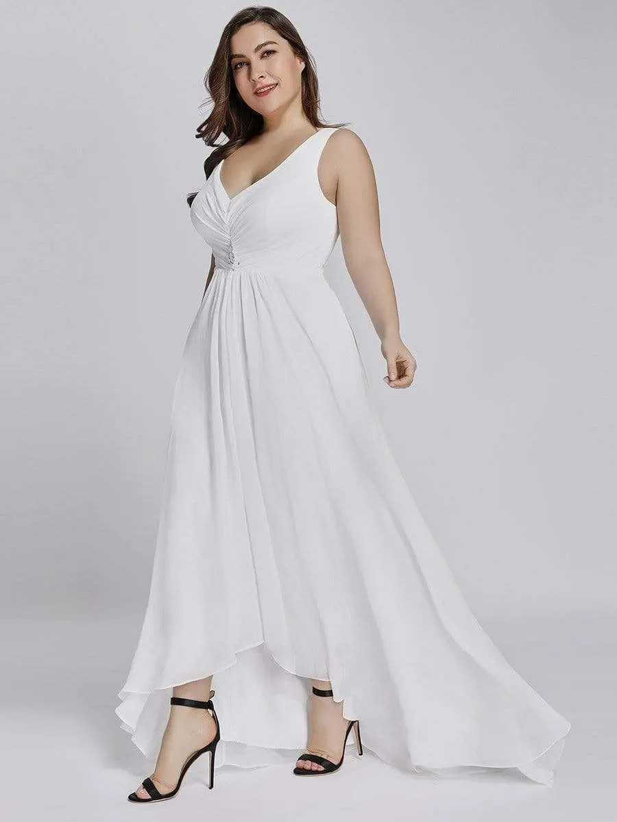 V-Neck High-Low Chiffon Evening Party Dress