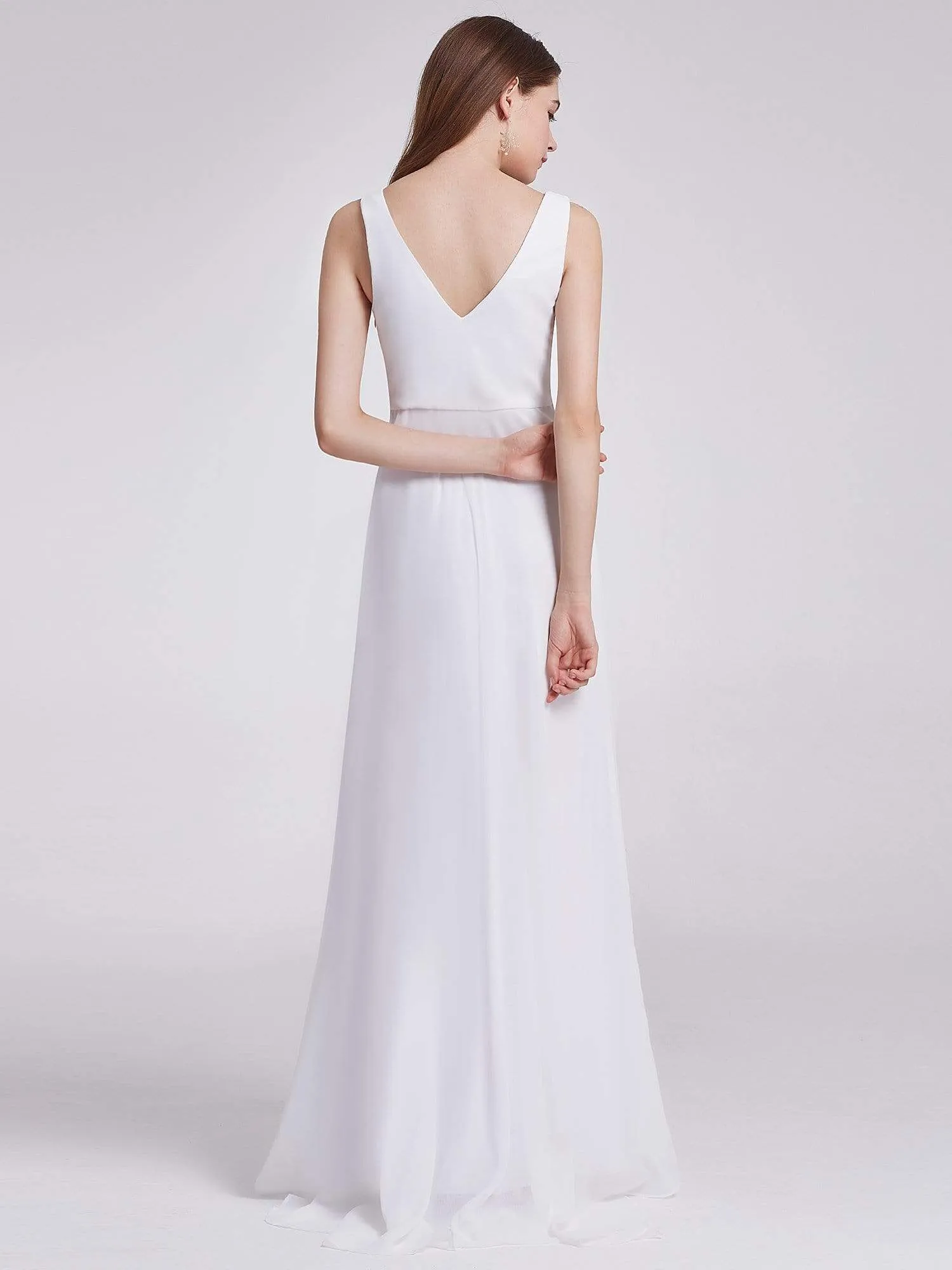 V-Neck High-Low Chiffon Evening Party Dress