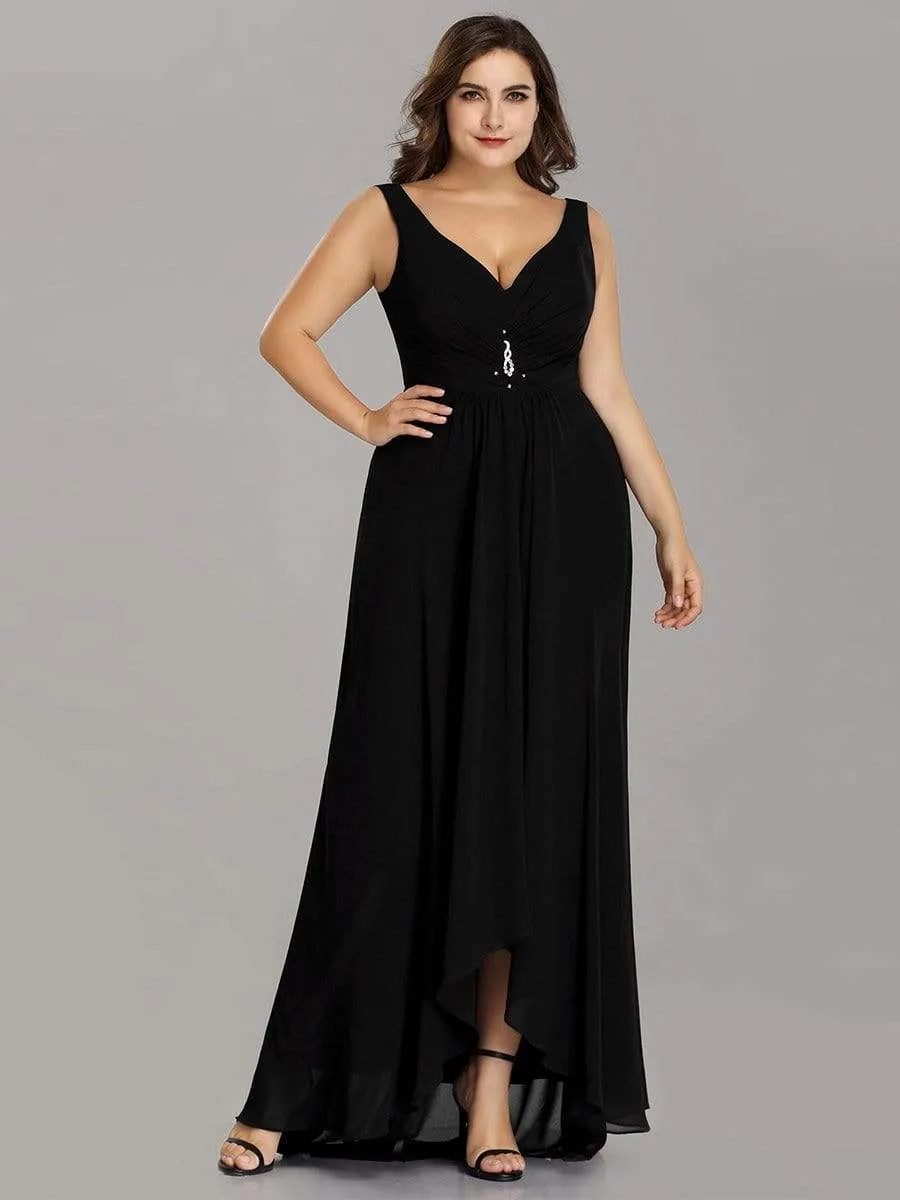 V-Neck High-Low Chiffon Evening Party Dress