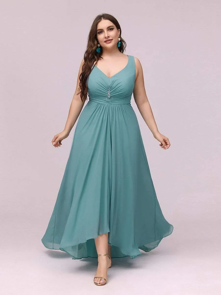 V-Neck High-Low Chiffon Evening Party Dress