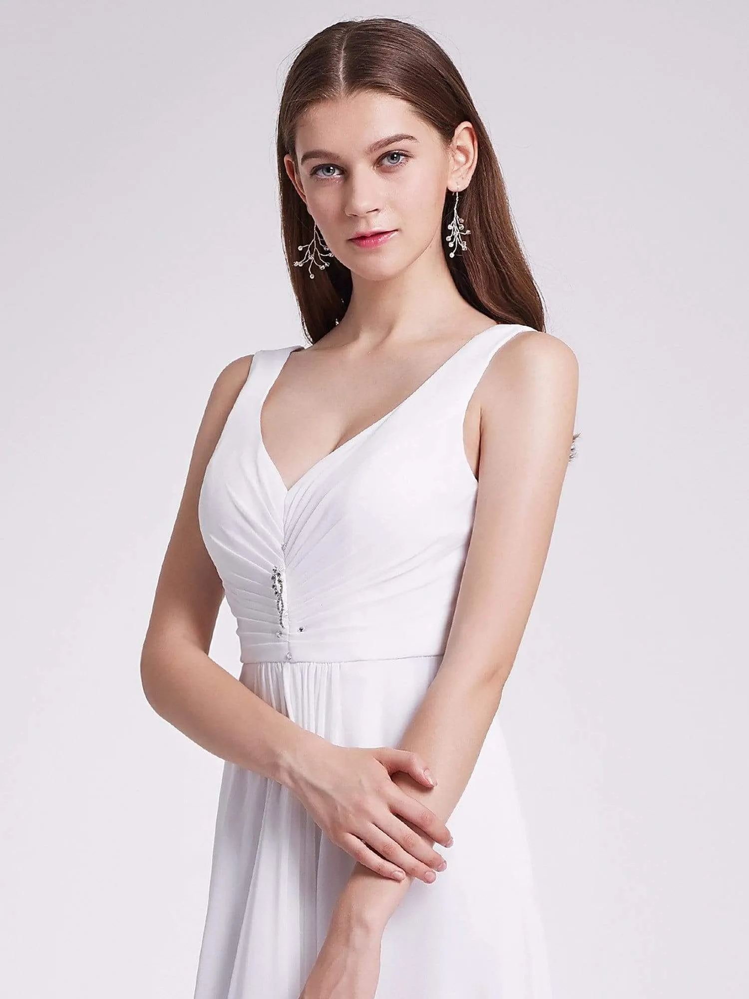 V-Neck High-Low Chiffon Evening Party Dress