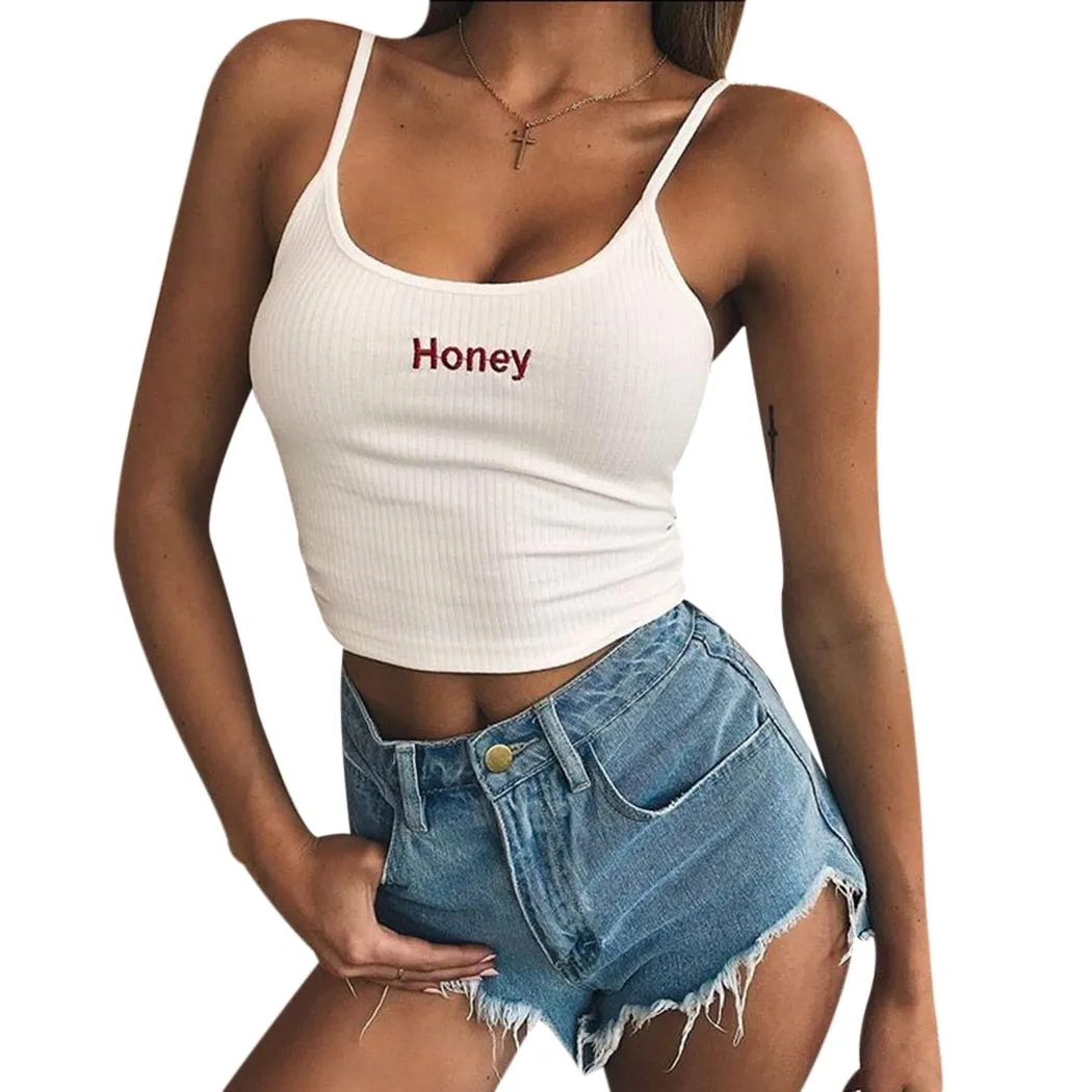 VenusFox Sexy Spaghetti Strap Crop Top