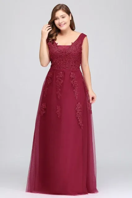 Vestido De Festa Red Lace V-neck  Lacing Long Plus size Evening Dress The Bride Applique Party Sexy Backless Prom Dresses