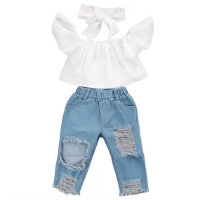 White Denim Toddler Set