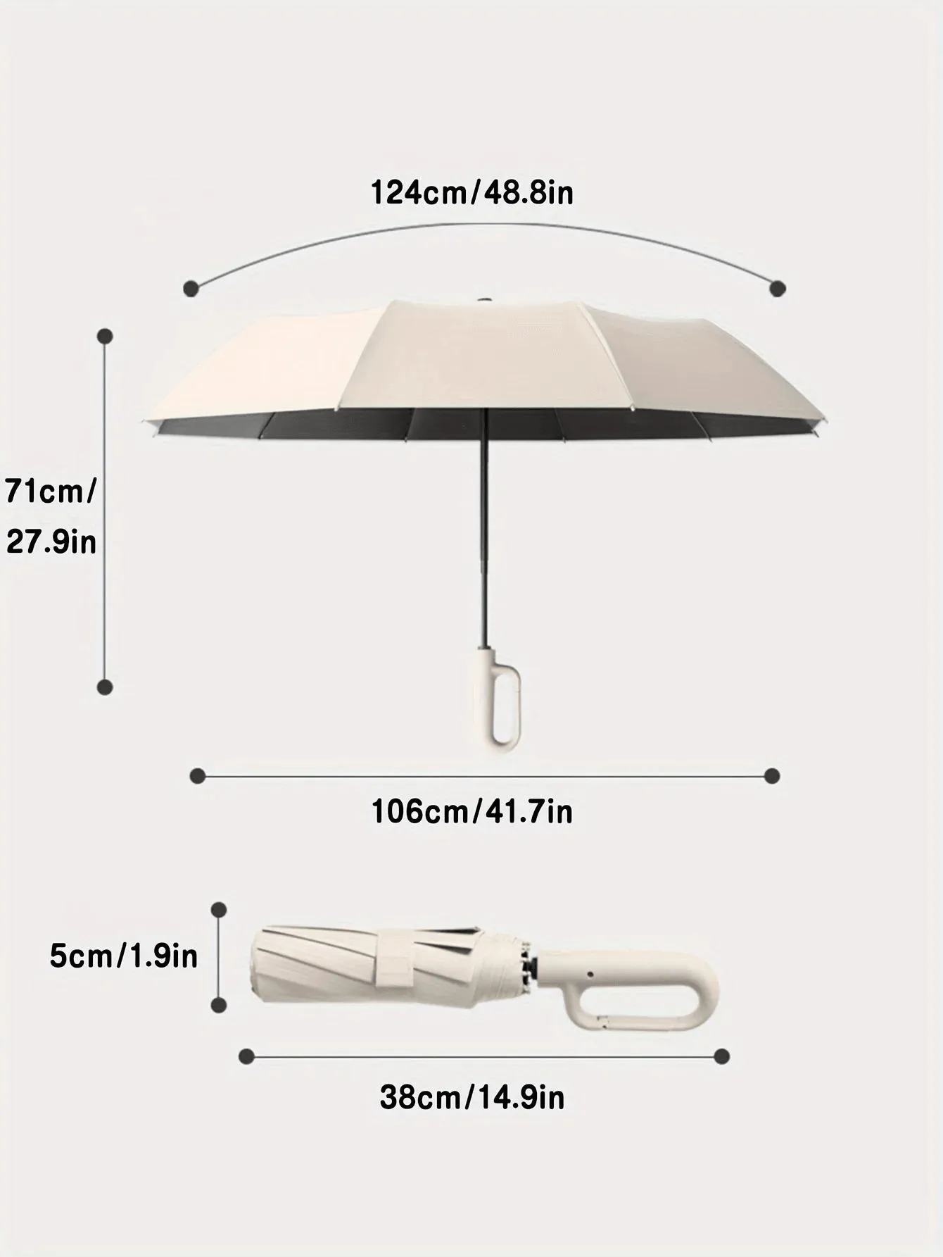 Windproof Automatic Umbrella Strong 105CM Reinforced Folding Large Buckle Handle Wind/Water/Sun Resistant