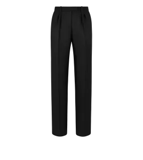 Wool Silk Twill Tailored Pleated Pants