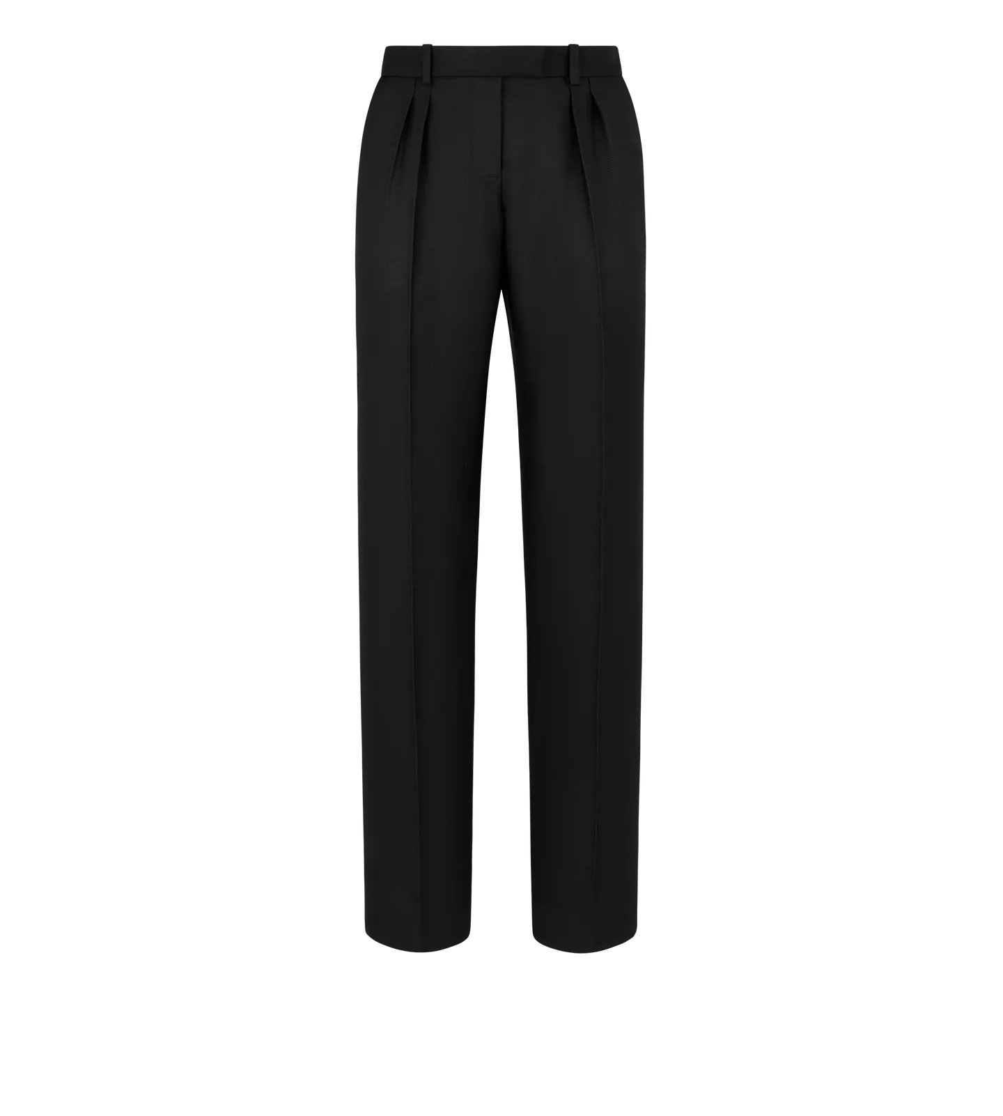 Wool Silk Twill Tailored Pleated Pants